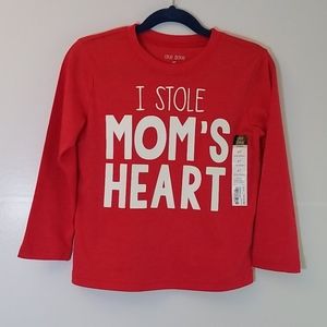 NWT Red Long Sleeve T-Shirt w/ White "MoM's Heart"
